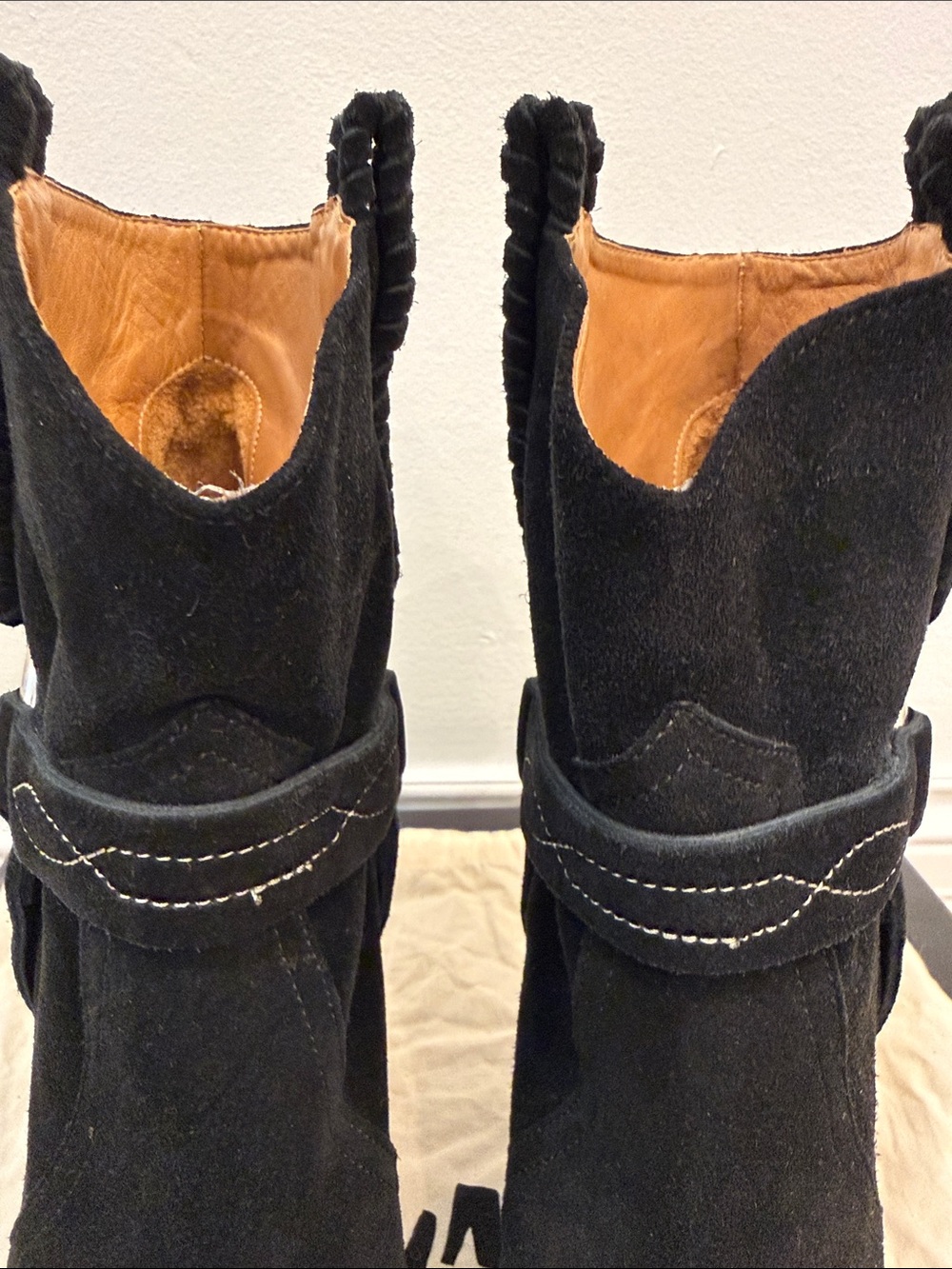 Isabel Marant Black Suede Western Ankle Boots EU 37 Designer Cowboy Booties - Picture 4 of 12